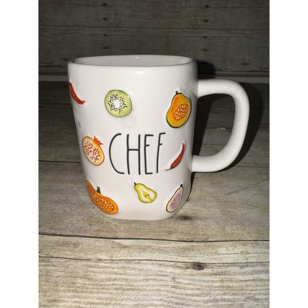 KITCHEN DECOR! Rae Dunn Ceramic Chef Coffee Mug with Handle Fruits